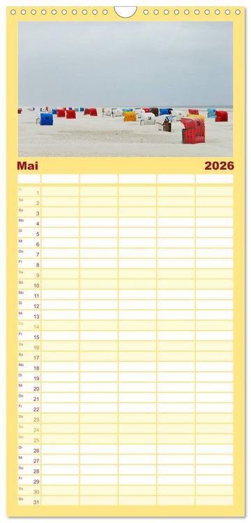 Produktbild: Familienplaner 2026 - Amrum mit 5 Spalten (Wandkalender, 21 x 45 cm) CALVENDO