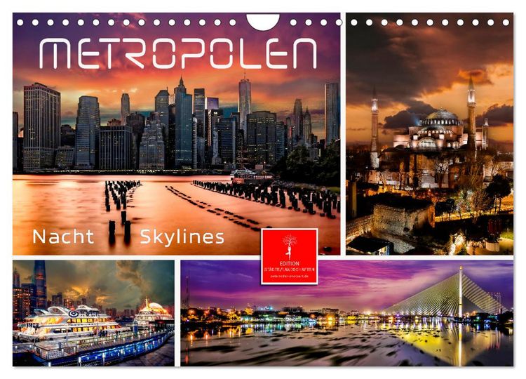 Produktbild: Metropolen - Nacht Skylines (Wandkalender 2026 DIN A4 quer), CALVENDO Monatskalender