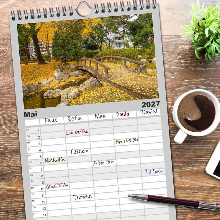 Produktbild: Familienplaner 2027 - Herbst in Japan mit 5 Spalten (Wandkalender, 21 x 45 cm) CALVENDO