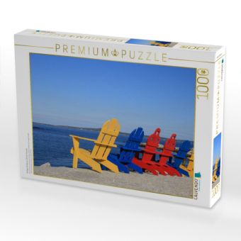 Produktbild: CALVENDO Puzzle Farbige St&uuml;hle am Strand, Kanada | 1000 Teile Lege-Gr&ouml;&szlig;e 64x48cm Foto-Puzzle f&uuml;r gl&uuml;ckliche Stunden
