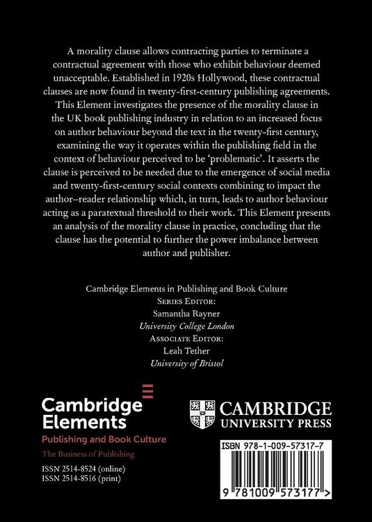 Produktbild: Behaviour Beyond the Text and the Morality Clause in Twenty-First-Century Publishing