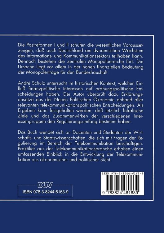 Produktbild: Die Telekommunikation im Spannungsfeld zwischen Ordnungs- und Finanzpolitik