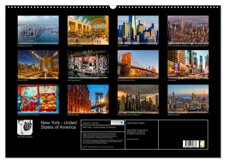 Produktbild: New York - United States of America (Wandkalender 2026 DIN A2 quer), CALVENDO Monatskalender