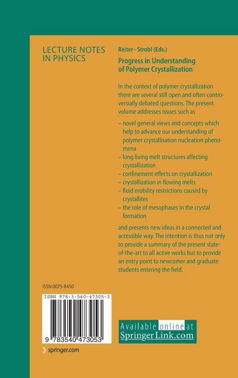 Produktbild: Progress in Understanding of Polymer Crystallization