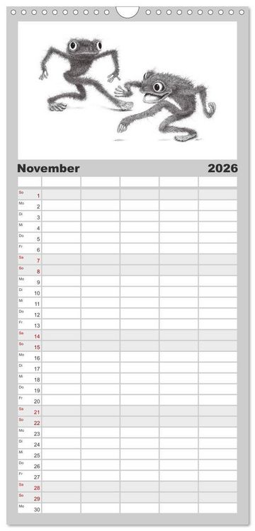 Produktbild: Familienplaner 2026 - TIERONISCH mit 5 Spalten (Wandkalender, 21 x 45 cm) CALVENDO