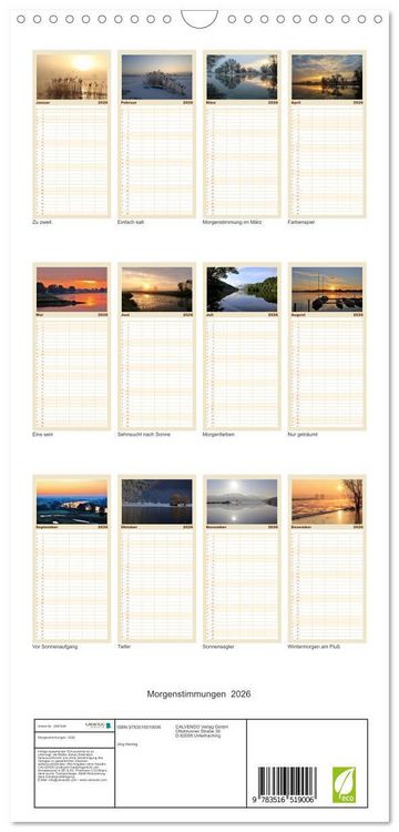 Produktbild: Familienplaner 2026 - Morgenstimmungen 2026 mit 5 Spalten (Wandkalender, 21 x 45 cm) CALVENDO