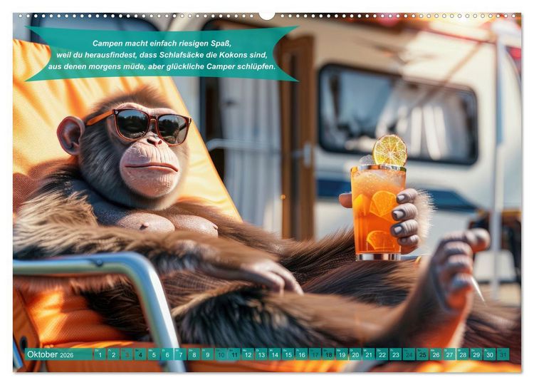 Produktbild: Der tierisch lustige Camping-Kalender (hochwertiger Premium Wandkalender 2026 DIN A2 quer), Kunstdruck in Hochglanz