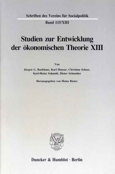 Produktbild: Studien zur Entwicklung der &ouml;konomischen Theorie XIII.