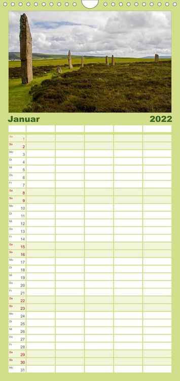 Produktbild: Familienplaner Die Orkneys - Schottlands n&ouml;rdliche Inseln (Wandkalender 2022 , 21 cm x 45 cm, hoch)