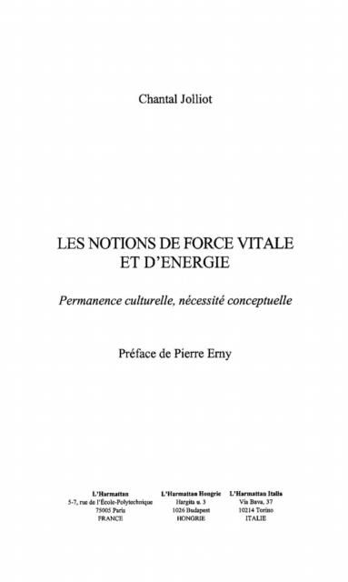 Produktbild: Notions de force vitale et d'energie