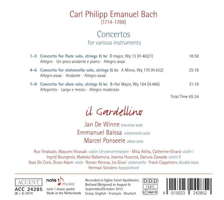 Produktbild: Cpe Bach: Concertos for Various Instruments