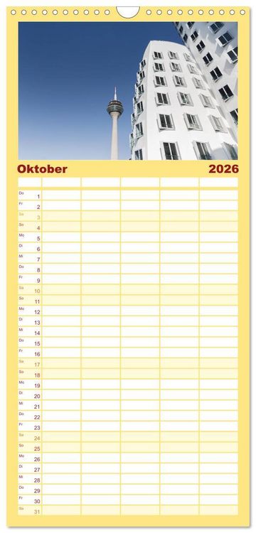 Produktbild: Familienplaner 2026 - D&uuml;sseldorfer - Ansichten mit 5 Spalten (Wandkalender, 21 x 45 cm) CALVENDO