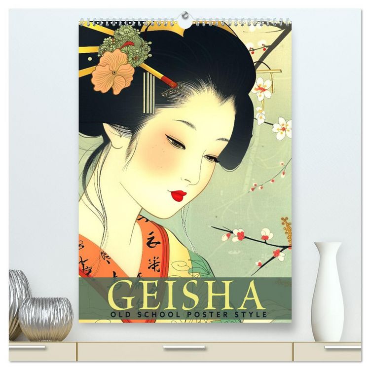 Produktbild: Geisha - Old School Poster Style (hochwertiger Premium Wandkalender 2026 DIN A2 hoch), Kunstdruck in Hochglanz
