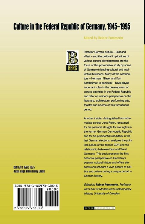 Produktbild: Culture in the Federal Republic of Germany, 1945-1995