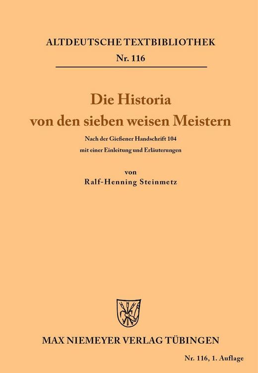 Produktbild: Die Historia von den sieben weisen Meistern und dem Kaiser Diocletianus