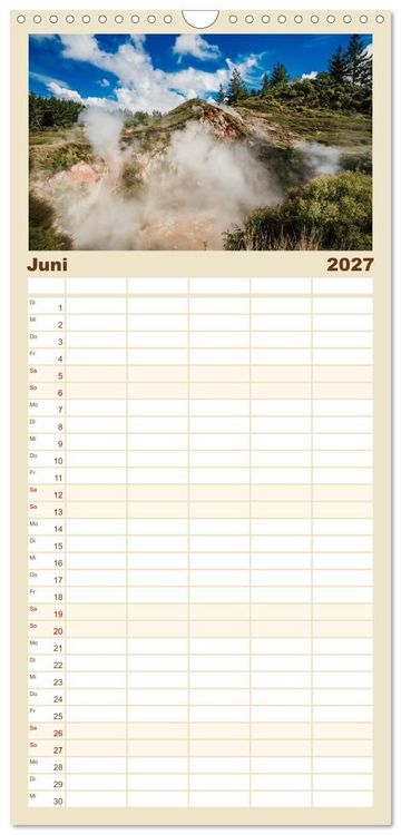 Produktbild: Familienplaner 2027 - Neuseeland - Landschaftstr&auml;ume mit 5 Spalten (Wandkalender, 21 x 45 cm) CALVENDO