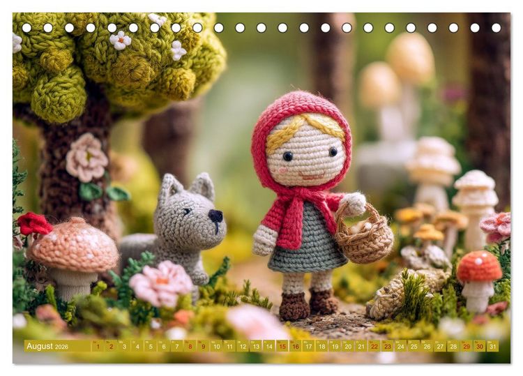 Produktbild: Amigurumi M&auml;rchenstunde nach den Gebr&uuml;dern Grimm (Tischkalender 2026 DIN A5 quer), CALVENDO Monatskalender