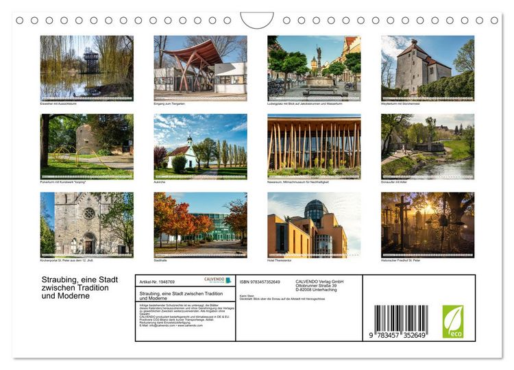 Produktbild: Straubing, eine Stadt zwischen Tradition und Moderne (Wandkalender 2026 DIN A4 quer), CALVENDO Monatskalender
