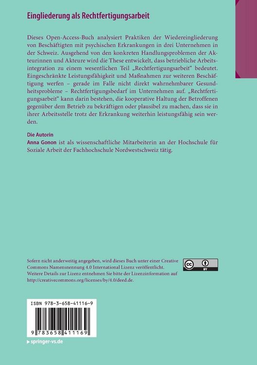 Produktbild: Eingliederung als Rechtfertigungsarbeit