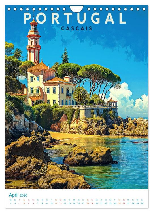 Produktbild: Portugal - Old School Poster Style (Wandkalender 2026 DIN A4 hoch), CALVENDO Monatskalender