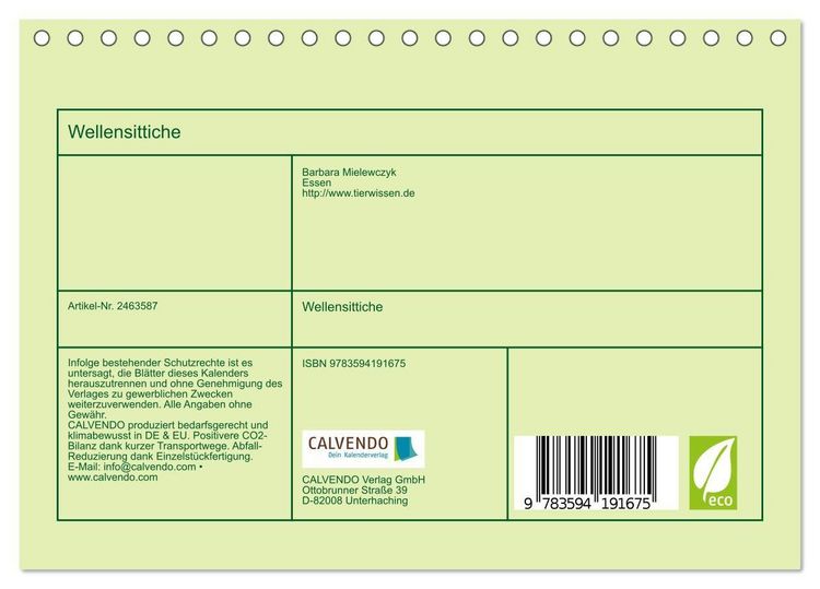 Produktbild: Wellensittiche (Tischkalender 2027 DIN A5 quer), CALVENDO Monatskalender