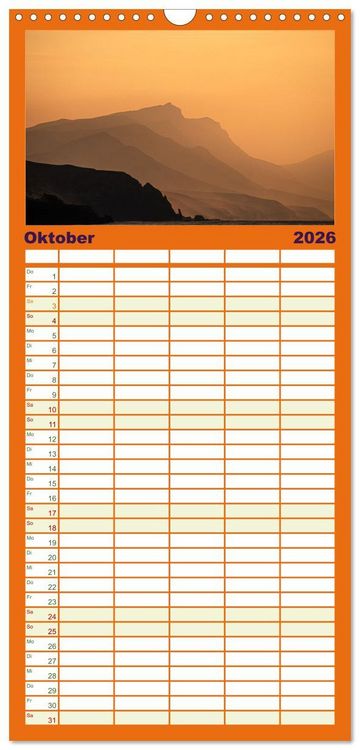 Produktbild: Familienplaner 2026 - Fuerteventura - Reise &uuml;ber die Vulkaninsel mit 5 Spalten (Wandkalender, 21 x 45 cm) CALVENDO