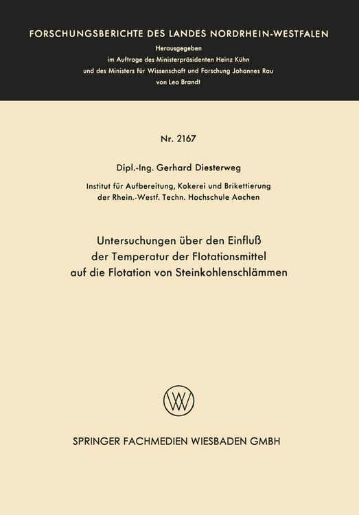 Produktbild: Untersuchungen &uuml;ber den Einflu&szlig; der Temperatur der Flotationsmittel auf die Flotation von Steinkohlenschl&auml;mmen