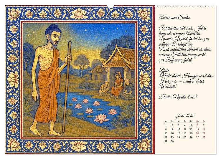 Produktbild: Siddhartas Pfad zum Buddha (hochwertiger Premium Wandkalender 2026 DIN A2 quer), Kunstdruck in Hochglanz