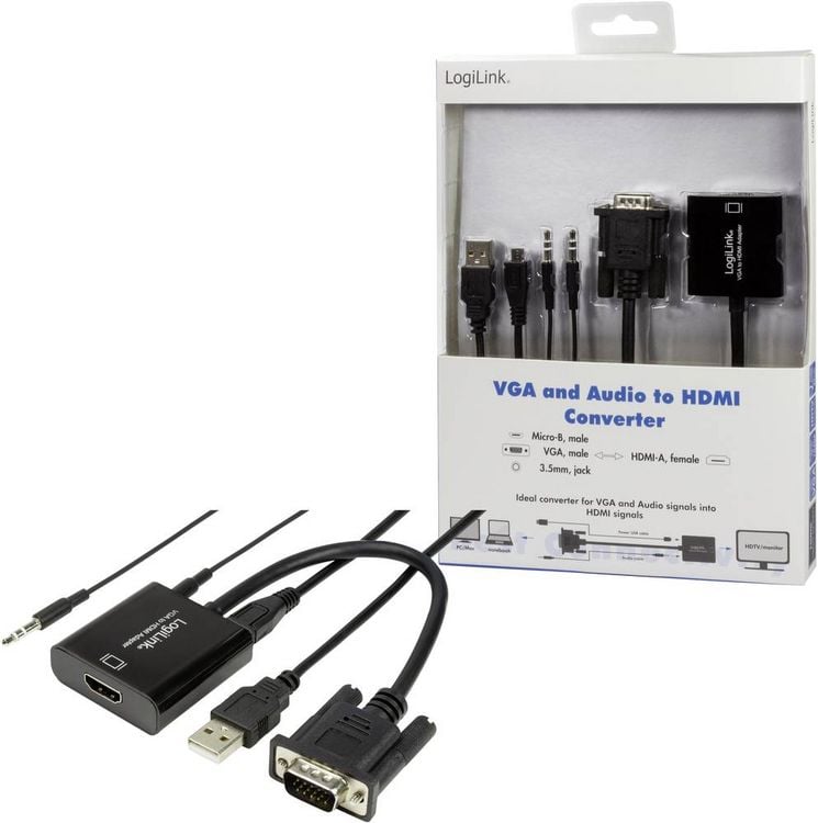 Produktbild: LogiLink CV0060 Video-Konverter - Kabel - Audio / Multimedia / Digital / Daten / Digital / Display / Video 0,2 m - Schwarz