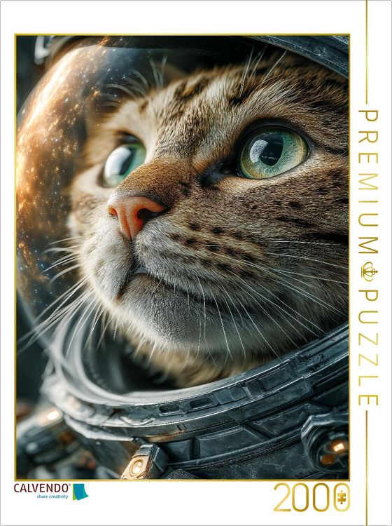 Produktbild: CALVENDO Puzzle Katze mit Raumanzug im Weltall als Astronaut | 2000 Teile Lege-Gr&ouml;&szlig;e 90x67cm Foto-Puzzle f&uuml;r gl&uuml;ckliche Stunden