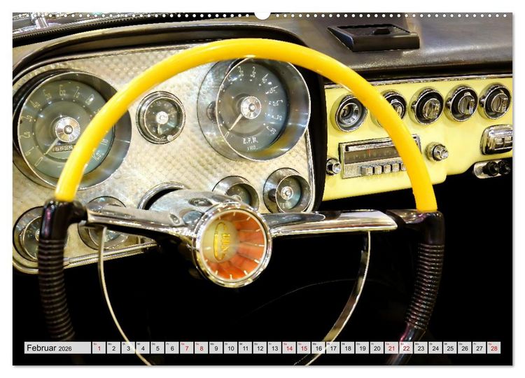 Produktbild: Ikonische US-Car Armaturenbretter (hochwertiger Premium Wandkalender 2026 DIN A2 quer), Kunstdruck in Hochglanz