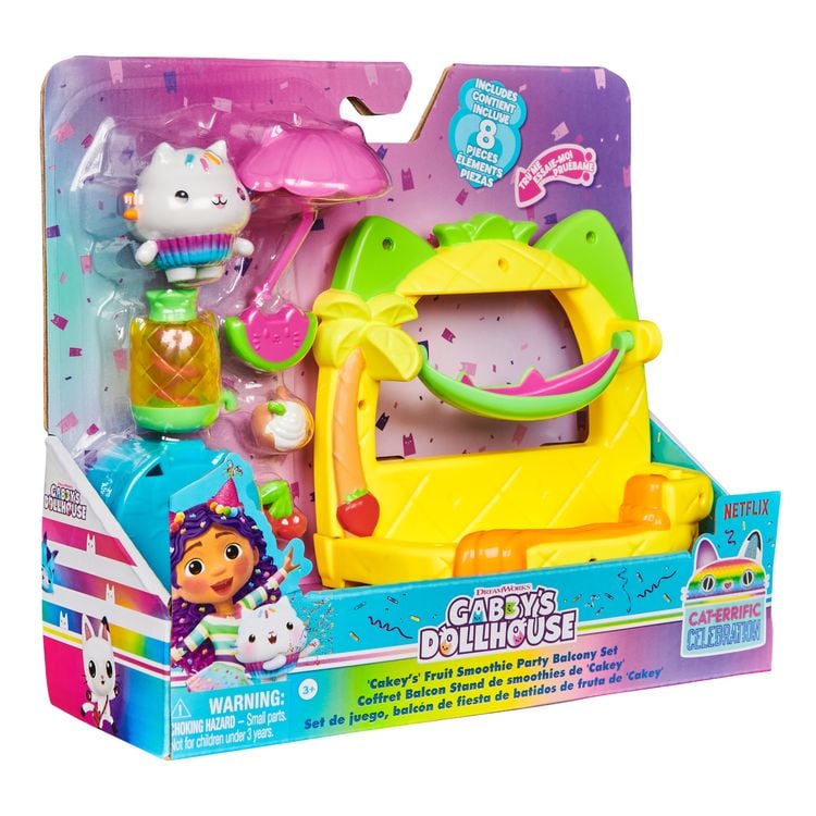 Produktbild: Gabby's Dollhouse, Balkon-Spielset Kuchis Saftbar, 8-teiliges Set mit Katzenfigur und Puppenhaus Zubehörteilen