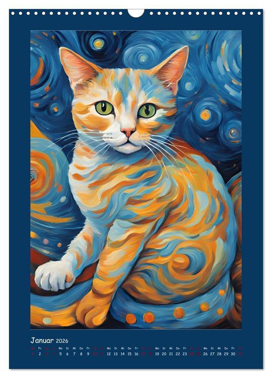 Produktbild: Katzen im Farbenspiel (Wandkalender 2026 DIN A3 hoch), CALVENDO Monatskalender