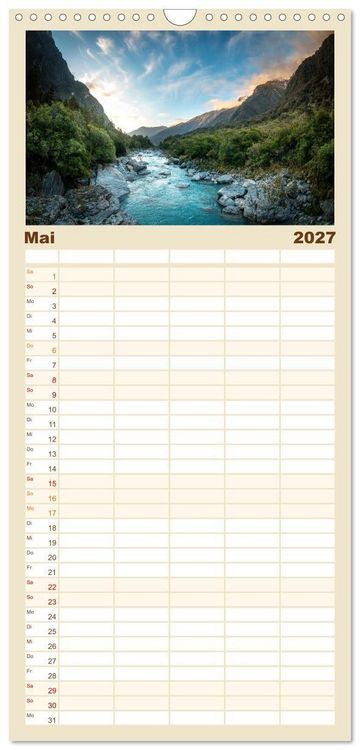 Produktbild: Familienplaner 2027 - Nat&uuml;rlich Neuseeland mit 5 Spalten (Wandkalender, 21 x 45 cm) CALVENDO