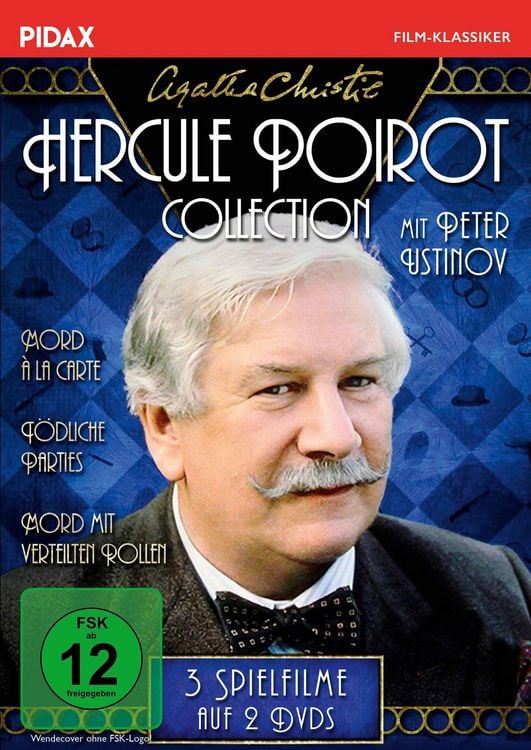 Produktbild: Agatha Christie: Hercule Poirot-Collection (Mord &agrave; la Carte + Mord mit verteilten Rollen + T&ouml;dliche Parties) (Pidax Film-Klassiker) [2 DVDs]
