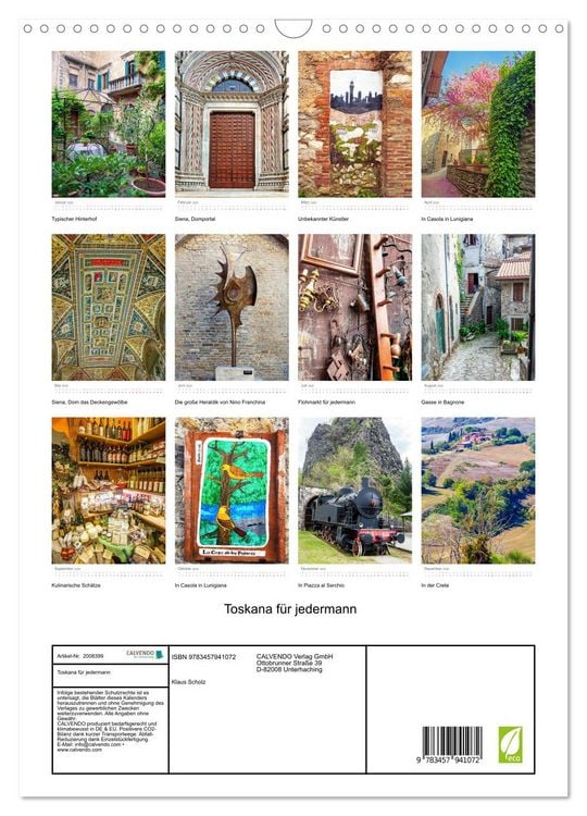 Produktbild: Toskana f&uuml;r jedermann (Wandkalender 2026 DIN A3 hoch), CALVENDO Monatskalender