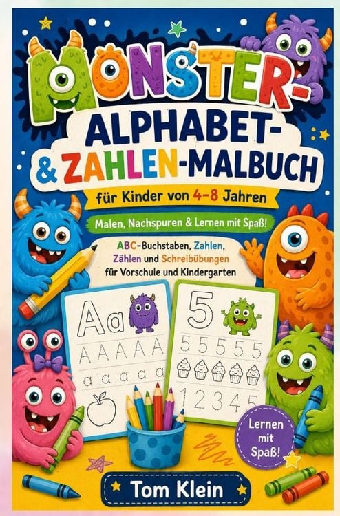 Produktbild: Monster-Alphabet- &amp; Zahlen-Malbuch f&uuml;r Kinder von 4&ndash;8 Jahren