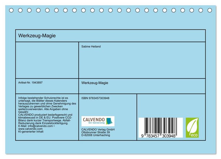 Produktbild: Werkzeug-Magie (Tischkalender 2026 DIN A5 quer), CALVENDO Monatskalender