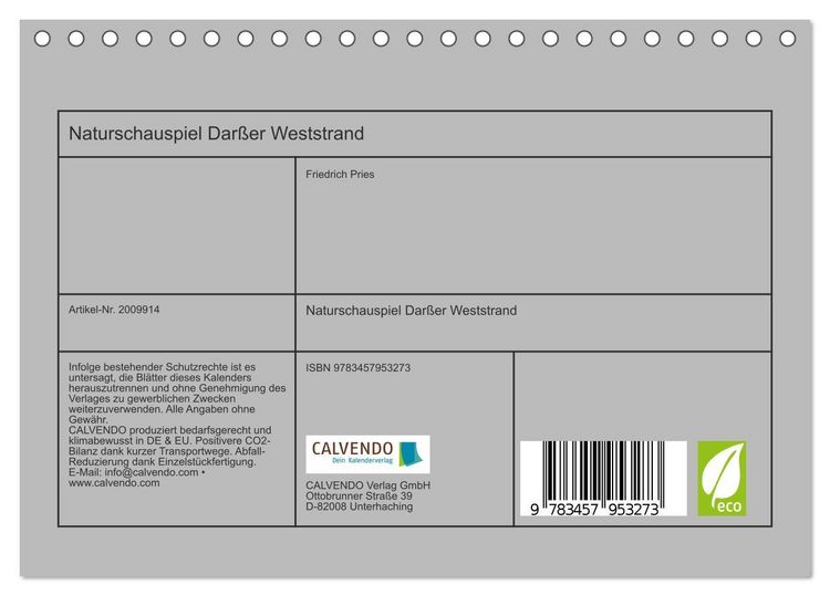Produktbild: Naturschauspiel Dar&szlig;er Weststrand (Tischkalender 2026 DIN A5 quer), CALVENDO Monatskalender