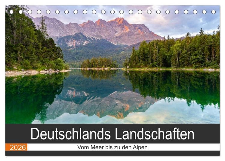 Produktbild: Deutschlands Landschaften - Vom Meer bis zu den Alpen (Tischkalender 2026 DIN A5 quer), CALVENDO Monatskalender