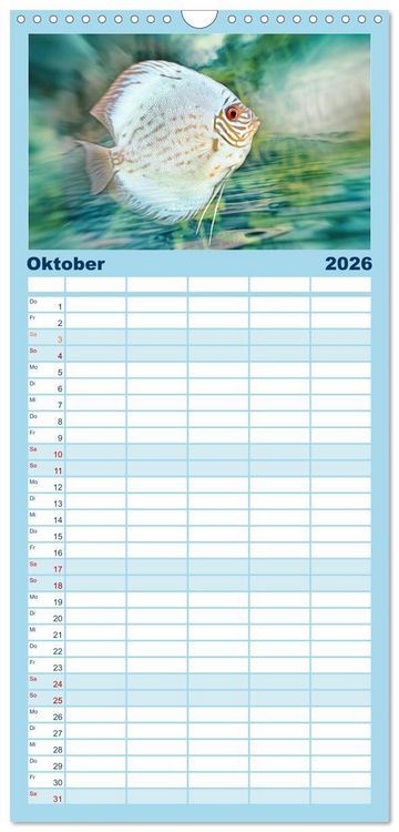 Produktbild: Familienplaner 2026 - Fischwelt - Artwork mit 5 Spalten (Wandkalender, 21 x 45 cm) CALVENDO