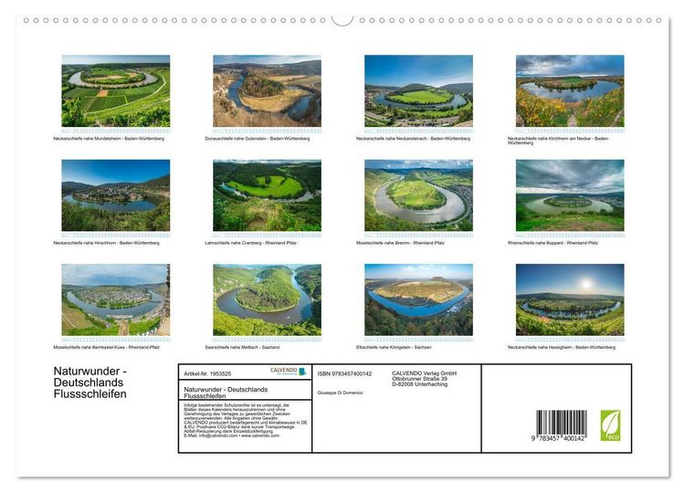 Produktbild: Naturwunder - Deutschlands Flussschleifen (hochwertiger Premium Wandkalender 2026 DIN A2 quer), Kunstdruck in Hochglanz
