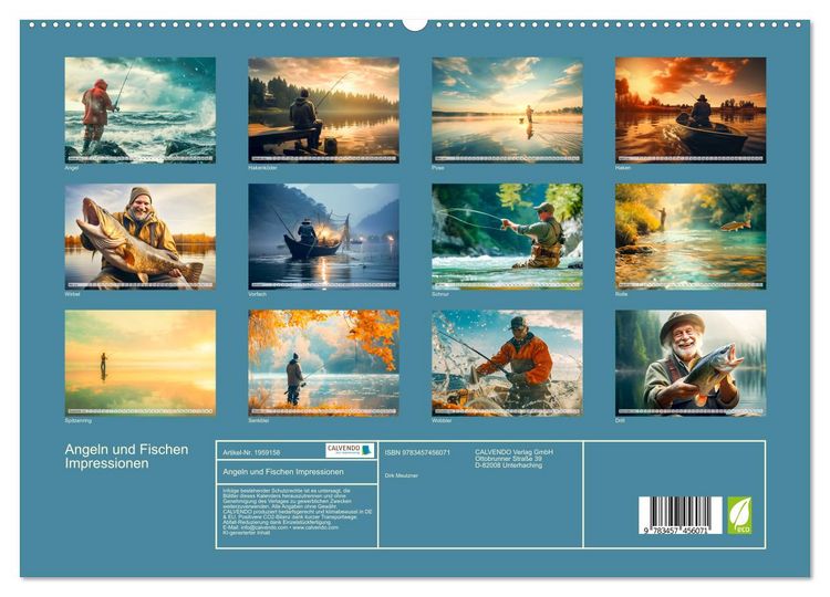Produktbild: Angeln und Fischen Impressionen (hochwertiger Premium Wandkalender 2026 DIN A2 quer), Kunstdruck in Hochglanz