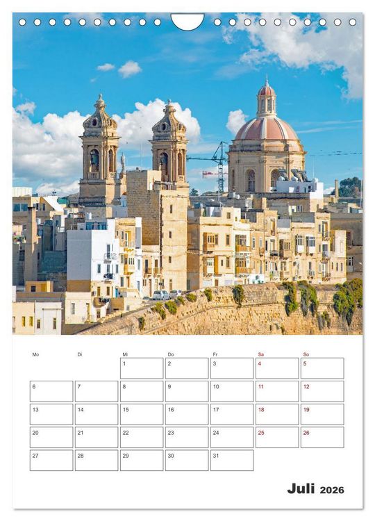 Produktbild: Valletta - K&uuml;stenstadt mit Charme (Wandkalender 2026 DIN A4 hoch), CALVENDO Monatskalender