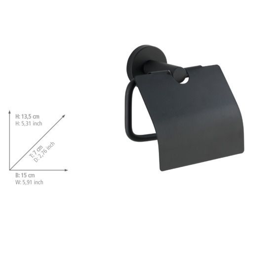 Produktbild: Toilettenpapierhalter Edelstahl Mod. Bosio Black matt mit Deckel, rostfrei