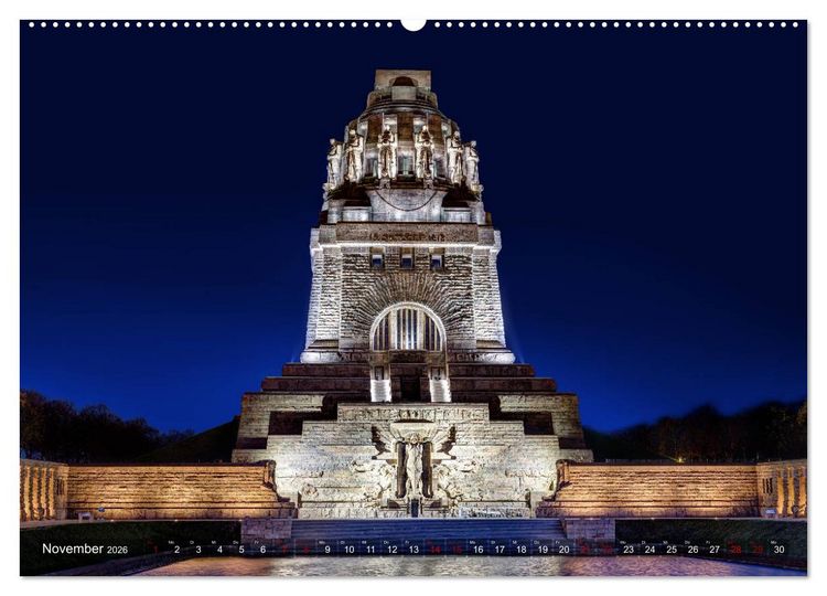 Produktbild: Nachts in Leipzig (hochwertiger Premium Wandkalender 2026 DIN A2 quer), Kunstdruck in Hochglanz