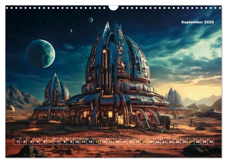 Produktbild: Pionierbauten auf fremden Planeten (Wandkalender 2026 DIN A3 quer), CALVENDO Monatskalender