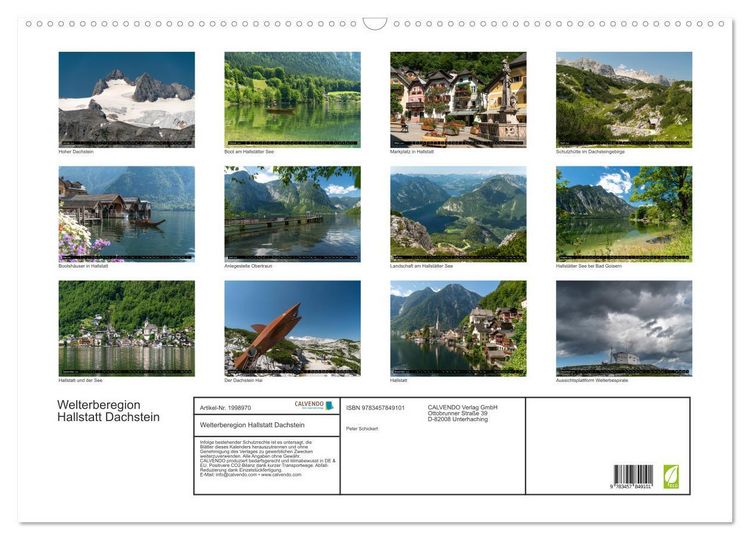 Produktbild: Welterberegion Hallstatt Dachstein (Wandkalender 2026 DIN A2 quer), CALVENDO Monatskalender