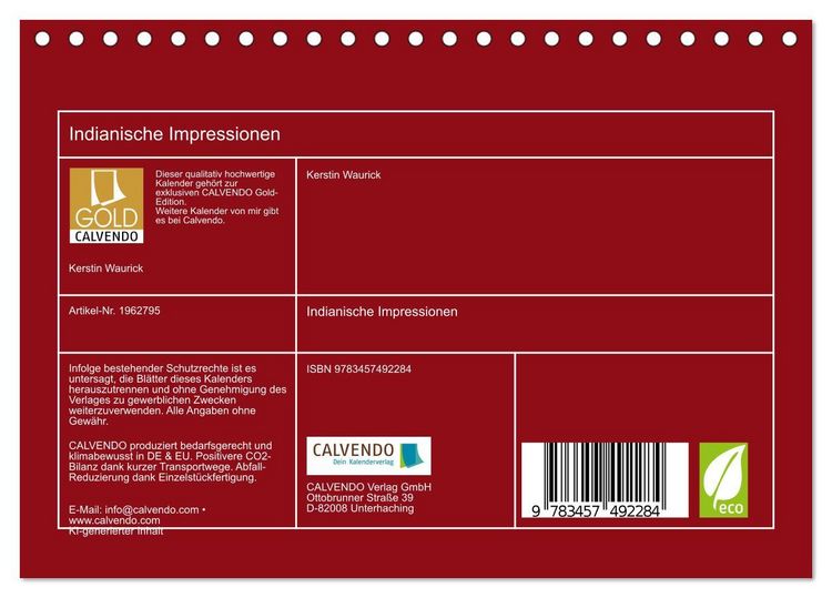 Produktbild: Indianische Impressionen (Tischkalender 2026 DIN A5 quer), CALVENDO Monatskalender