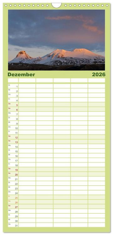 Produktbild: Familienplaner 2026 - Island mit 5 Spalten (Wandkalender, 21 x 45 cm) CALVENDO